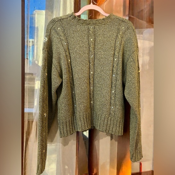 Liz Wear Vintage Cable Knitted Sweater with Embroidered Flowers and Hearts - Picture 6 of 8